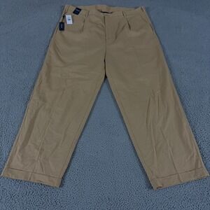 Trust Pants Mens 46x30 Tan Relaxed Straight Linen Slacks Trouser Prep Khaki NEW